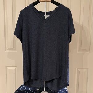 Amaryllis Deep Blue V-Neck Short Sleeve Tee